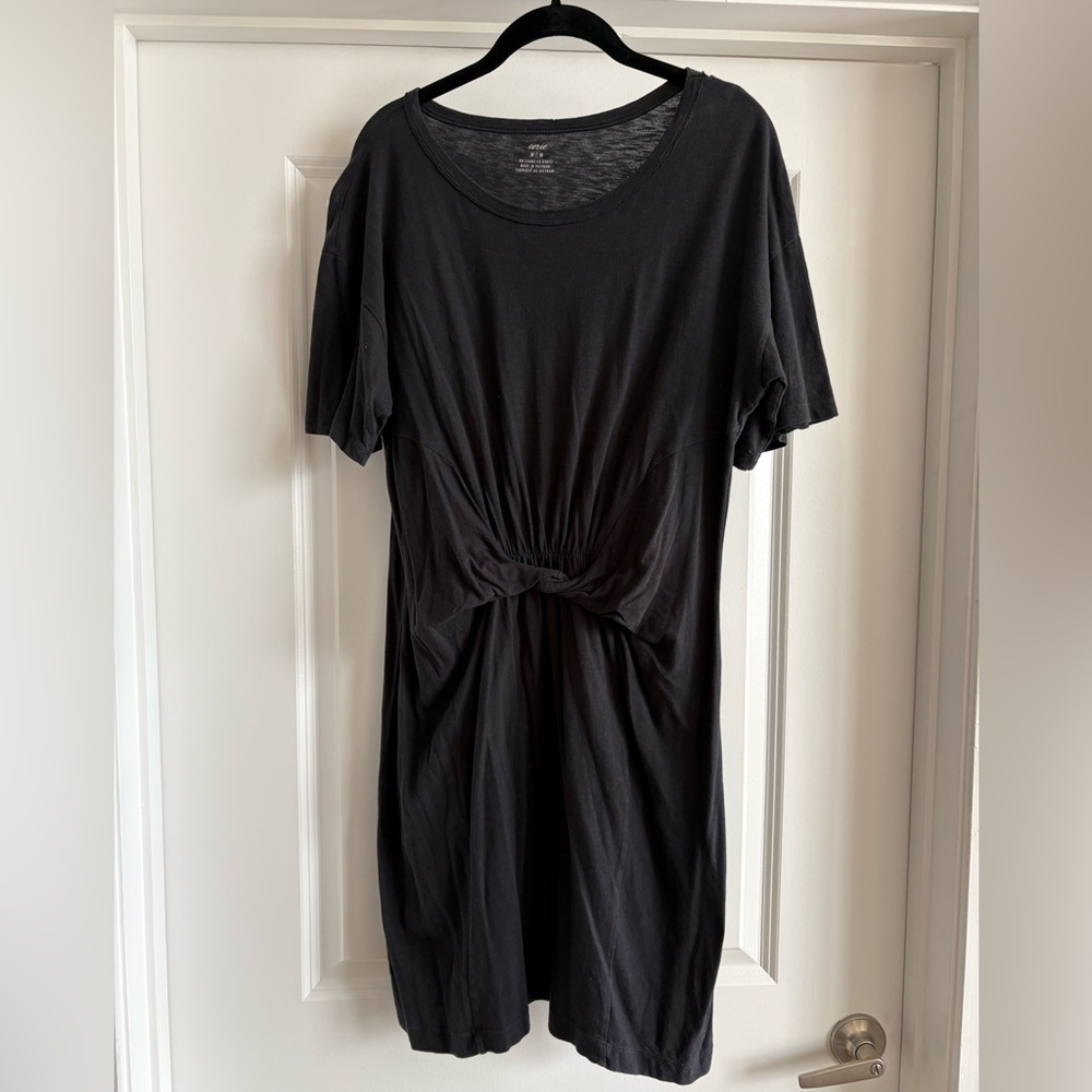 Aerie Dark Grey Knotted Front T-Shirt Dress